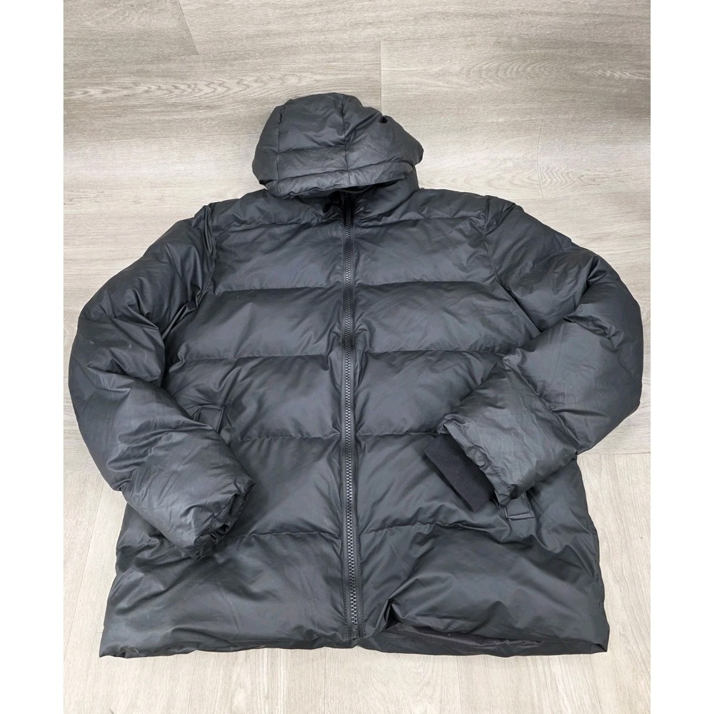 Rains Alta Waterproof Puffer Jacket Men's‎ L Black Insulated Rain Coat